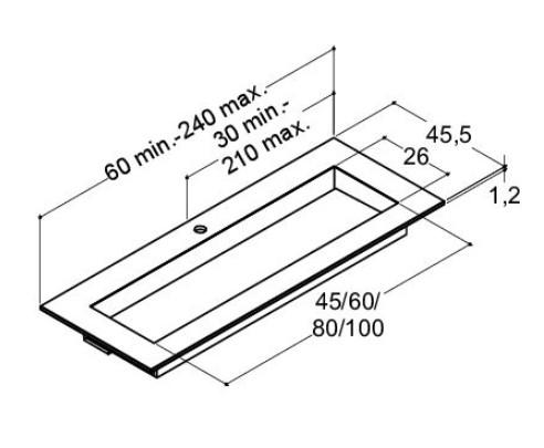 Dansani Angular h&aring;ndvask t/m&oslash;bel 200-219 cm - Trilium