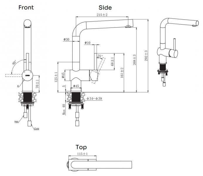 Lavabo Kubus 385 RS køkkenarmatur m/udtræk - Rustfrit stål Lavabo Kubus 385 RS køkkenarmatur m/udtræk - Rustfrit stål