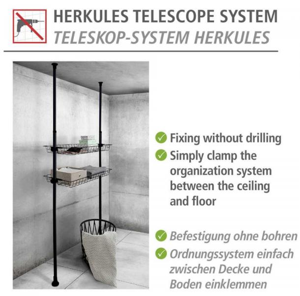 Wenko Hercules tr&aring;dhylder 94 cm - 2 stk - Sort