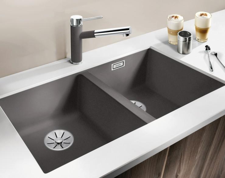 Blanco Subline 350/350-U dobbelt k&oslash;kkenvask - Sort