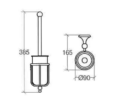 Cass&oslash;e Classic toiletb&oslash;rste t/v&aelig;g - Krom/porcel&aelig;n