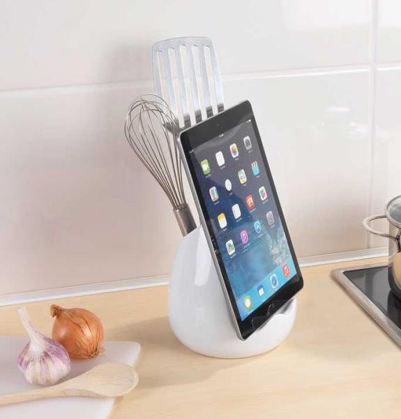 Wenko køkkenkrukke m/tabletholder - Hvid Wenko køkkenkrukke m/tabletholder - Hvid