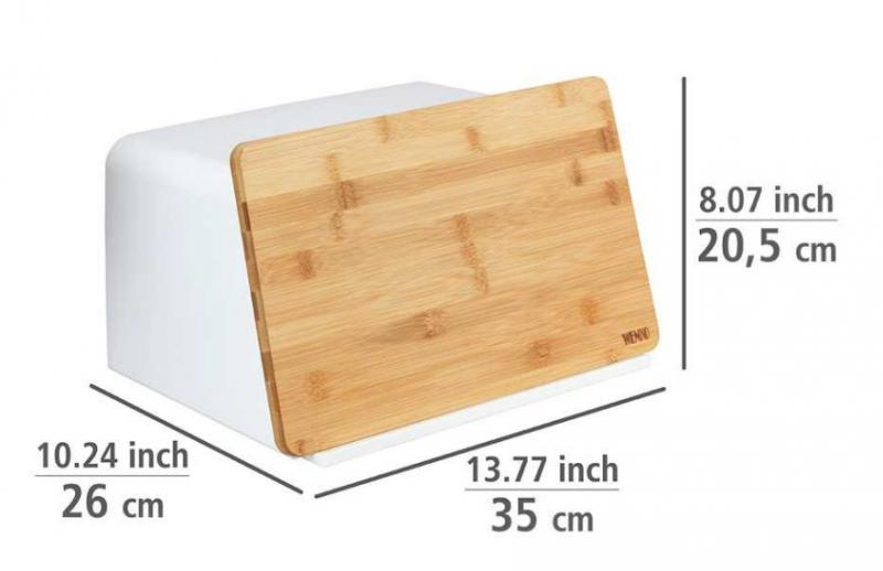 Wenko Kubo br&oslash;dkasse m/tabletholder - Bambus/hvid