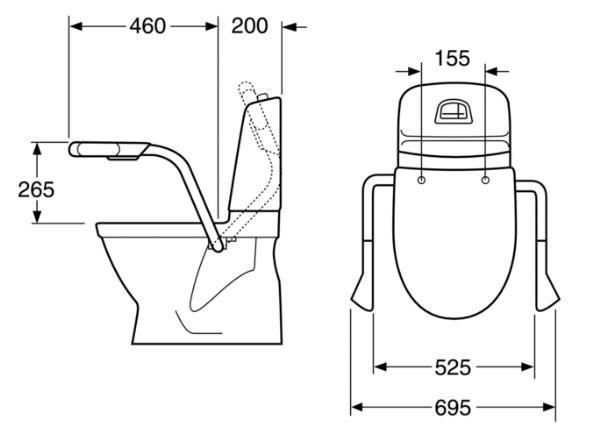 Gustavsberg 3055 Nautic armst&oslash;tte uden s&aelig;de, hv.