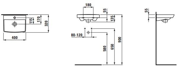 Laufen Pro-N 40 håndvask t/væg - 1 hanehul Laufen Pro-N 40 håndvask t/væg - 1 hanehul