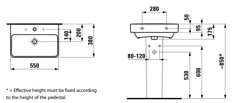 Laufen Pro S Compact 55 håndvask t/væg eller møbel - 1 hanehul Laufen Pro S Compact 55 håndvask t/væg eller møbel - 1 hanehul