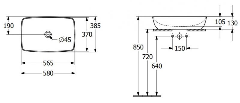 V&B Artis 58 fritstående bowlevask - Uden overløb V&B Artis 58 fritstående bowlevask - Uden overløb