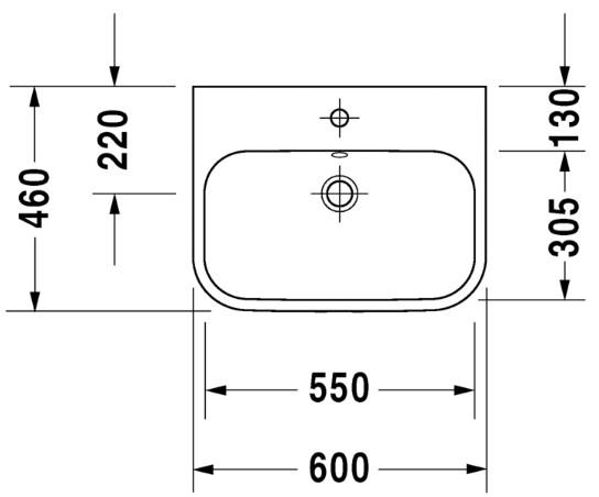 Duravit Happy D.2 60 bowlevask op til v&aelig;g - 1 hanehul