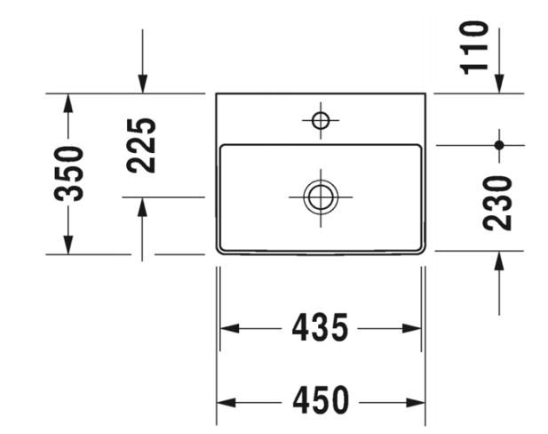 Duravit DuraSquare 45 h&aring;ndvask t/v&aelig;g eller m&oslash;bel - Uden hanehul - Uden overl&oslash;b