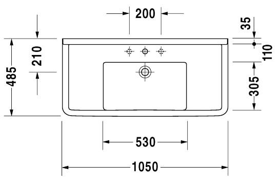Duravit Starck 3 105 h&aring;ndvask t/v&aelig;g eller m&oslash;bel