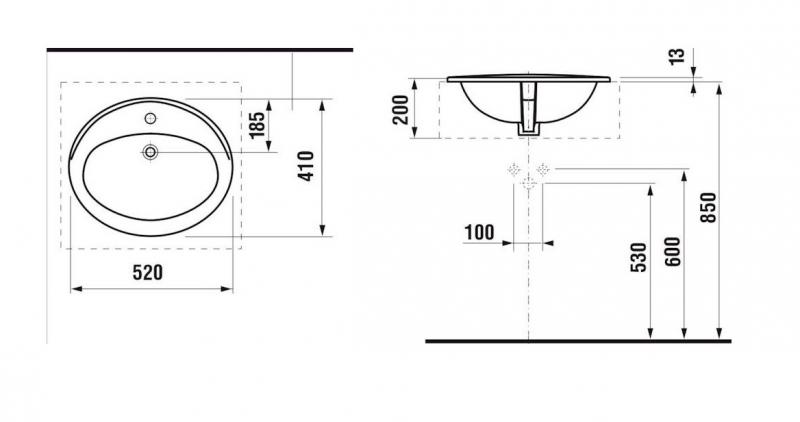 Jika Ibon 52 håndvask t/nedfældning - 1 hanehul - LCC Jika Ibon 52 håndvask t/nedfældning - 1 hanehul - LCC