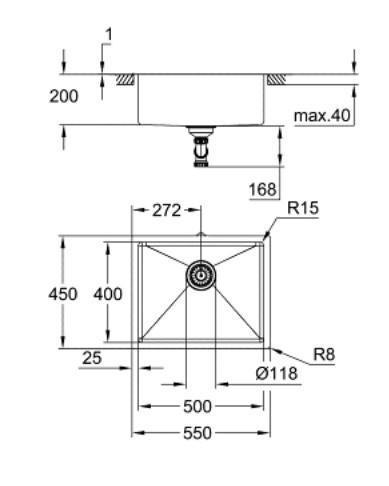 Grohe K700U rustfri st&aring;lvask inkl. Grohe New Minta k&oslash;kkenarmatur m/udtr&aelig;k - B&oslash;rstet cool sunrise