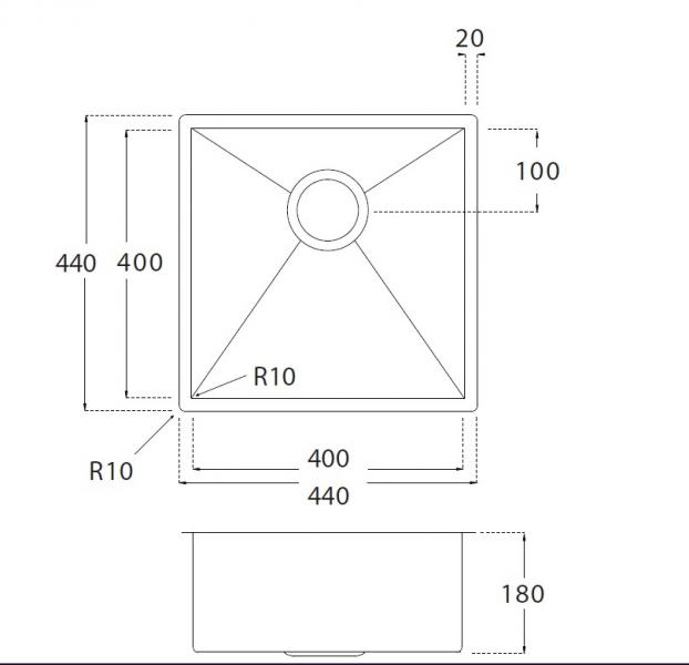 Lavabo Kubus 400 Soft køkkenvask Lavabo Kubus 400 Soft køkkenvask