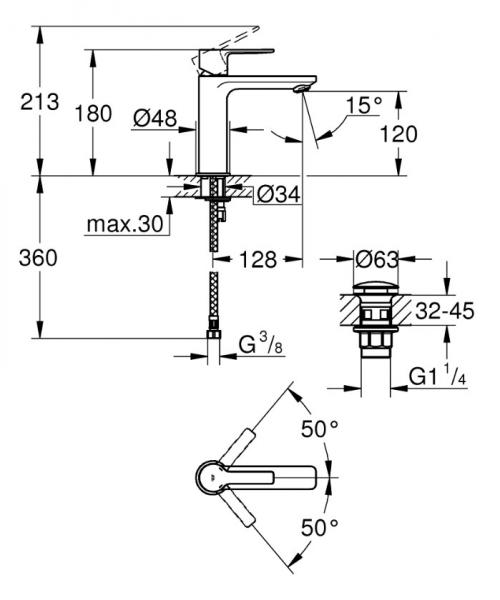 Grohe Lineare New h&aring;ndvaskarmatur m/pop-up bundventil - B&oslash;rstet hard graphite