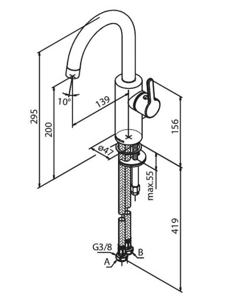 Damixa Silhouet h&aring;ndvaskarmatur m/C-tud - B&oslash;rstet messing