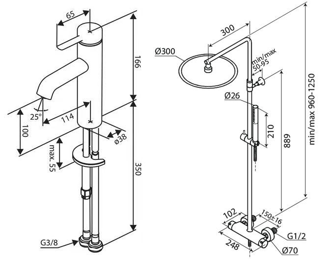 Damixa Iris komplet pakke til badeværelse - Børstet grafitgrå Damixa Iris komplet pakke til badeværelse - Børstet grafitgrå