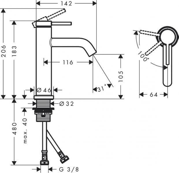 Hansgrohe Tecturis S 110 h&aring;ndvaskarmatur m/CoolStart - Mat hvid