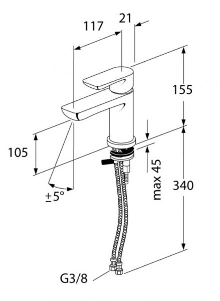 Gustavsberg Estetic h&aring;ndvaskarmatur u/bundventil - Krom