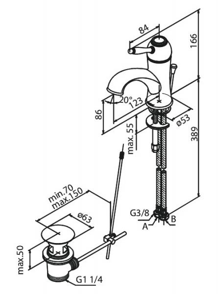 Damixa Tradition 1 grebs h&aring;ndvaskarmatur m/bundventil - Krom