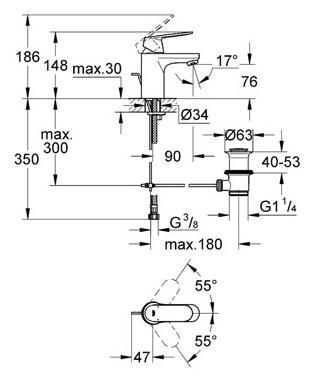 Grohe Eurosmart Cosmopolitan h&aring;ndvaskarmatur m/bundventil og Ecojoy