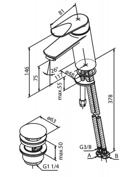 Damixa Clover Green h&aring;ndvaskarmatur m/bundventil - Krom