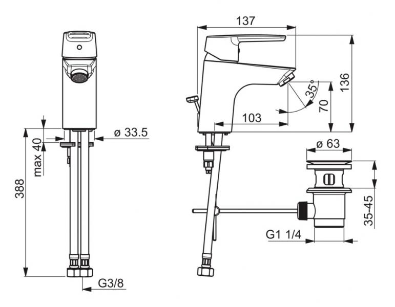 Oras Saga H&aring;ndvaskbatteri m/bundventil