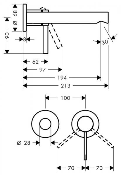 hansgrohe Zesis S armatur indbygning i v&aelig;g 19,4 cm - Krom