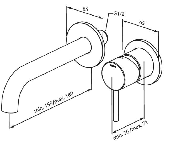 Damixa Osier armatur til indbygning i v&aelig;g - Poleret messing