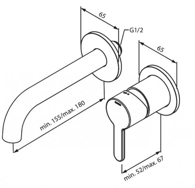Damixa Silhouet armatur til indbygning i væg - Mat sort Damixa Silhouet armatur til indbygning i væg - Mat sort