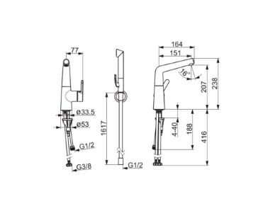 Oras Inspera 3008F h&aring;ndvaskarmatur m/Bidetta h&aring;ndbruser  - Krom