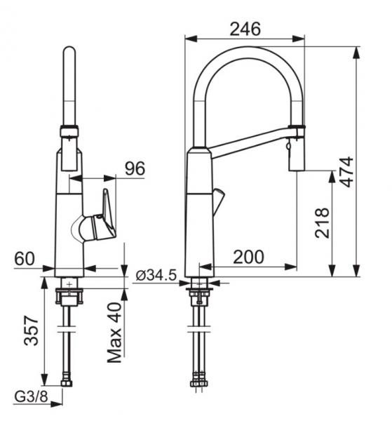 Oras Optima K&oslash;kkenarmatur med betjeningsvenligt sidegreb