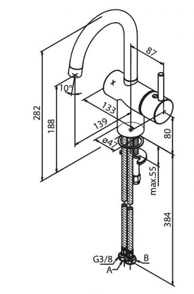Damixa Osier h&aring;ndvaskarmatur m/C-tud og svingtud - Krom