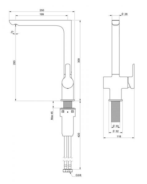 Gustavsberg Estetic k&oslash;kkenarmatur m/Koldstart - Krom
