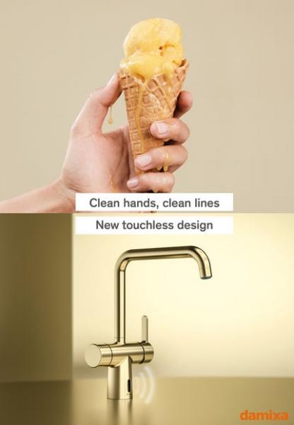 Damixa Silhouet Touchless k&oslash;kkenarmatur - B&oslash;rstet messing