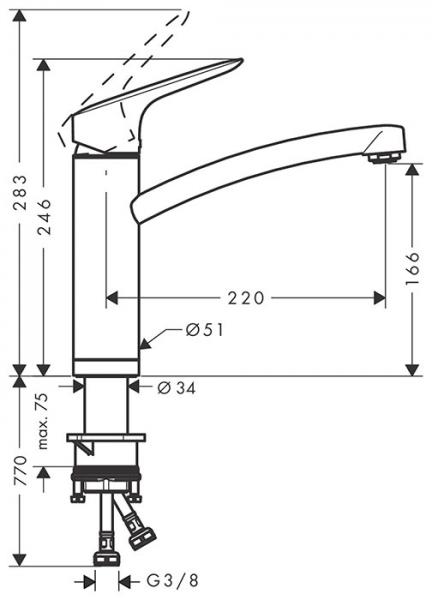 Hansgrohe HG Logis 160 k&oslash;kken t/foran vindue krom