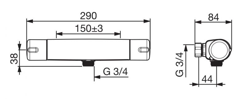Oras Nova 7471 termostatbatteri - Spejlvendt - Krom Oras Nova 7471 termostatbatteri - Spejlvendt - Krom