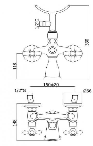 Lavabo Retro badekararmatur m/håndbruser - Krom Lavabo Retro badekararmatur m/håndbruser - Krom