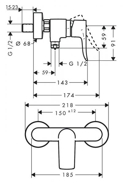 hansgrohe Metris brusearmatur - Krom