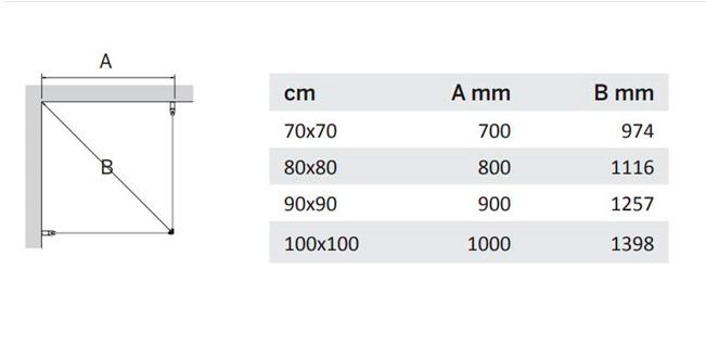 Cass&oslash;e brusehj&oslash;rne - 80x80 cm - Gr&aring;t glas/mat sort