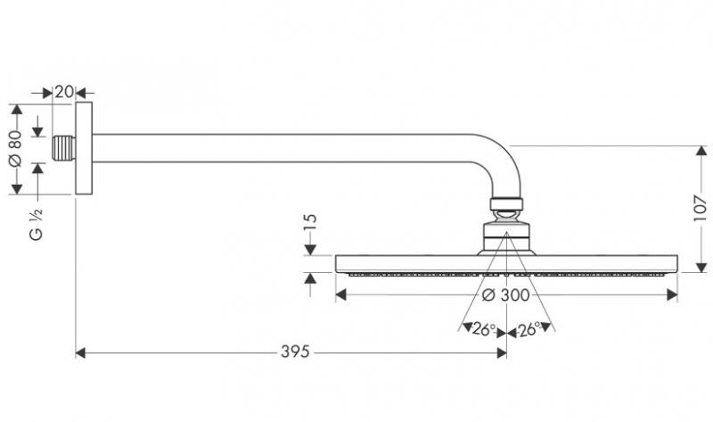 Hansgrohe Raindance S 300 hovedbruser EcoSmart t/v&aelig;g - Krom