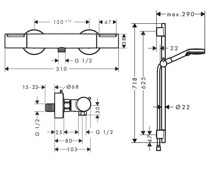hansgrohe Vernis Blend brusesæt m/Ecostat Element brusetermostat - Mat sort hansgrohe Vernis Blend brusesæt m/Ecostat Element brusetermostat - Mat sort
