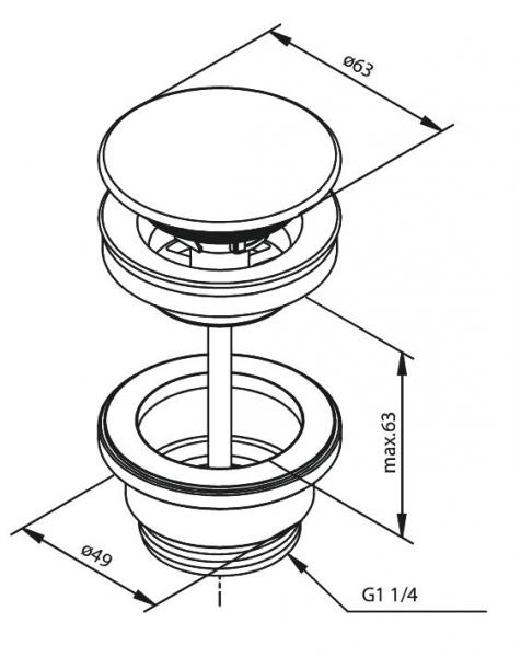 Damixa bundventil med klikfunktion - B&oslash;rstet grafitgr&aring; pvd