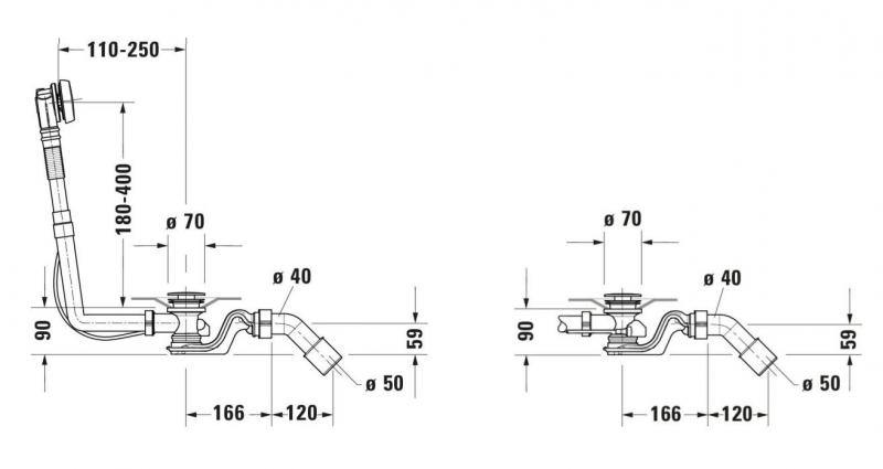 Duravit Universal Af/overl&oslash;bsgarniture til badekar