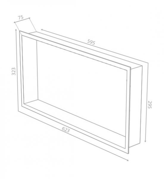 Damixa Zen badev&aelig;relseshylde til indbygning - Rektangul&aelig;r - B&oslash;rstet grafitgr&aring;