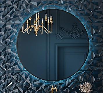 Alterna Luxor spejl m/backlight og mat sort ramme - &Oslash;60