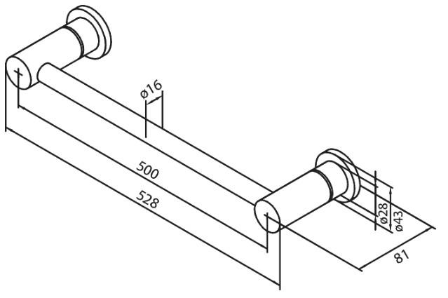 Damixa Silhouet håndklædestang - 500 mm - Matsort Damixa Silhouet håndklædestang - 500 mm - Matsort