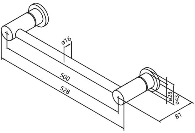 Damixa Silhouet h&aring;ndkl&aelig;destang - 500 mm - Steel