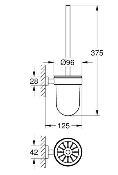 Grohe Essentials Cube toiletb&oslash;rste t/v&aelig;g - Supersteel