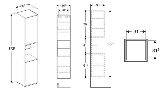 If&ouml; Sense Art h&oslash;jskab m/2 l&aring;ger og &aring;ben hylde - Eg