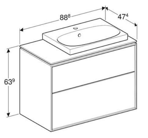 If&ouml; Sense Art 90 m&oslash;bels&aelig;t m/2 skuffer og bowlevask til h&oslash;jre - Mat hvid